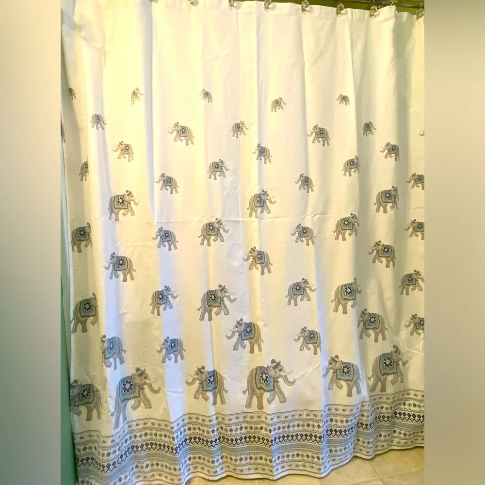 Elephant print shower curtain